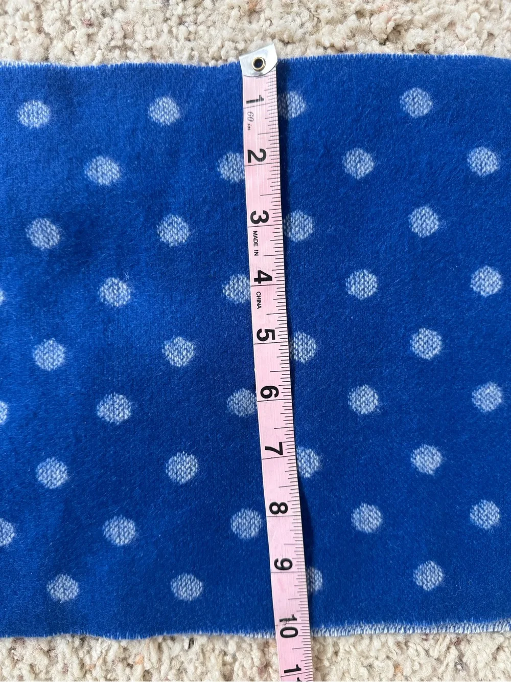 NWT Charter Club Luxury 100% Cashmere reversible Scarf Blue Polka Dot NEW 62x12”